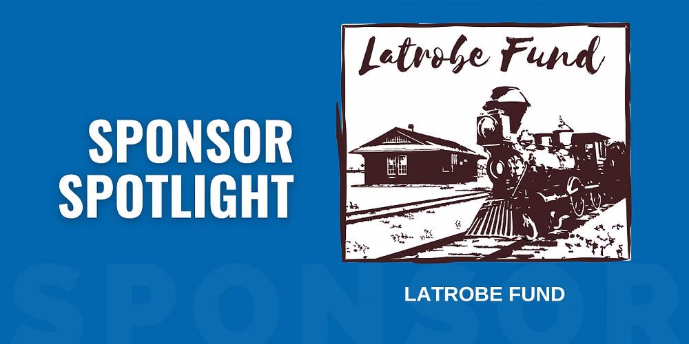 Image of a train and a building with the words 'Latrobe Fund' written on it