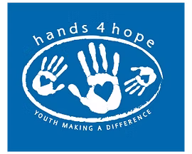 Hands 4 Hope logo with a blue background and white text and graphics
